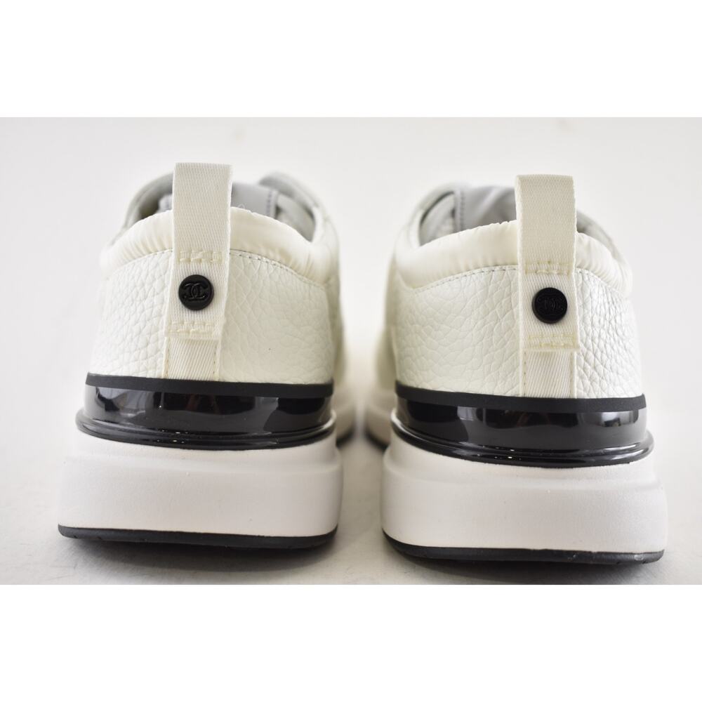 Chanel 21S Mens White Black Leather CC Logo Lace Low Top Trainer Sneaker 44 11 - Picture 12 of 14